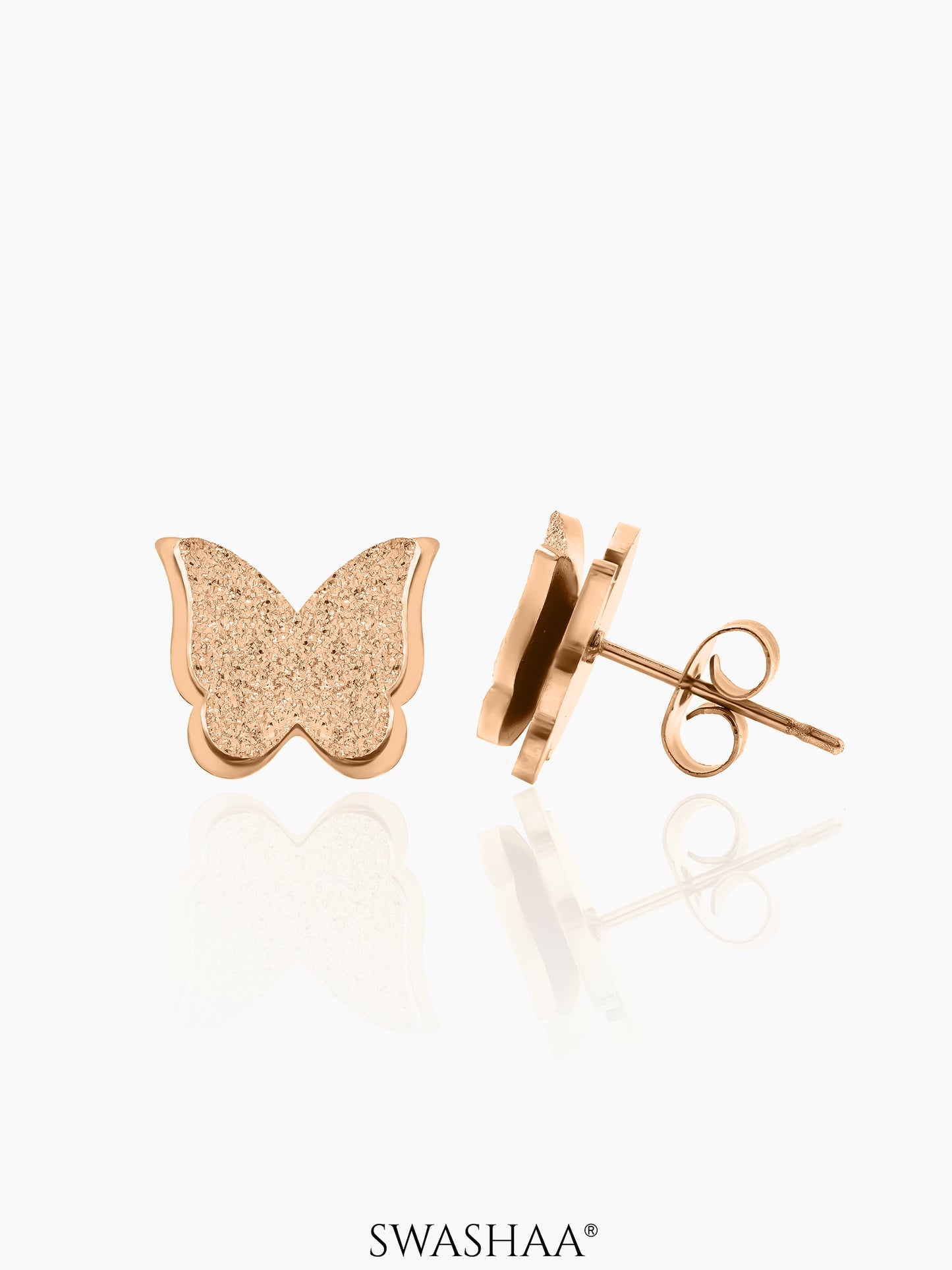 Butterfly Rosegold Plated Women's Stud Earrings