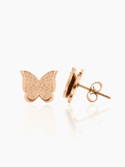 Butterfly Rosegold Plated Women's Stud Earrings