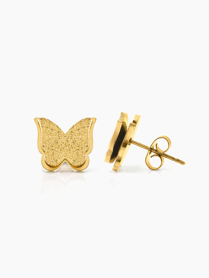 Butterfly 18K Gold Plated Women's Stud Earrings