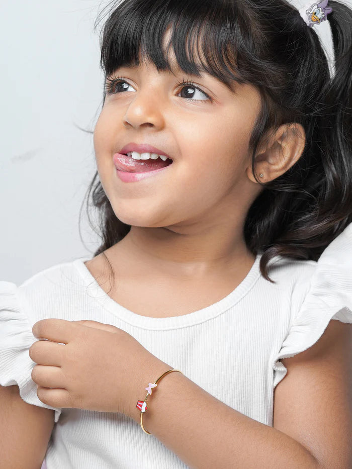 Butterfly & Cupcake 18K Gold Plated Kid's Kada Cuff Bracelet