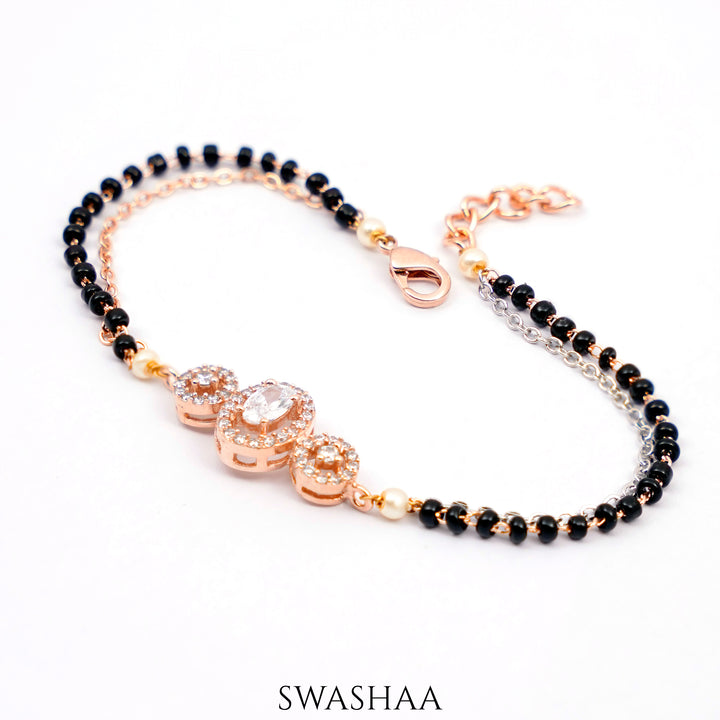 Cali Solitaire Rosegold Plated Mangalsutra Bracelet