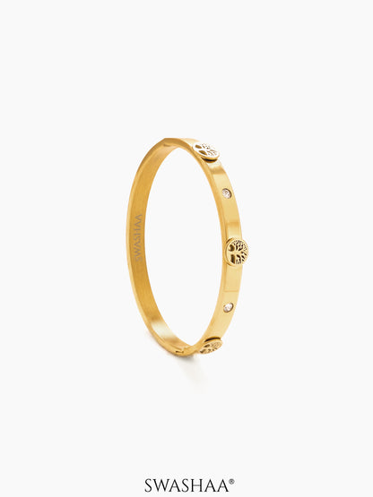 CC Lifetree Diamond 18K Gold Plated Band Bracelet