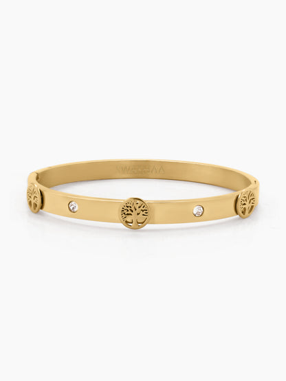 CC Lifetree Diamond 18K Gold Plated Band Bracelet