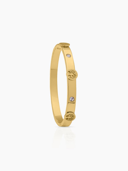 CC Lifetree Diamond 18K Gold Plated Band Bracelet