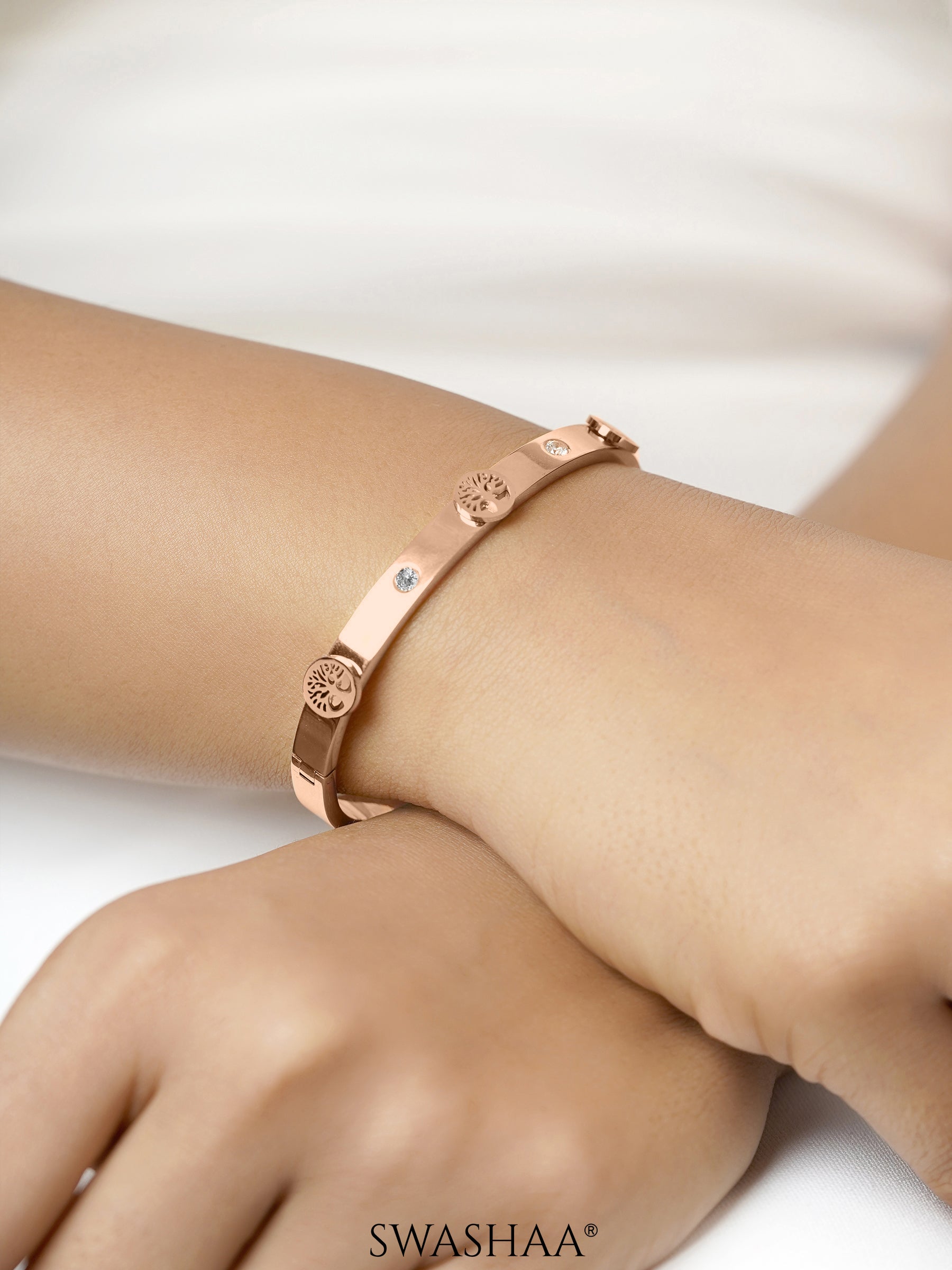 CC Lifetree Diamond Rosegold Plated Band Bracelet
