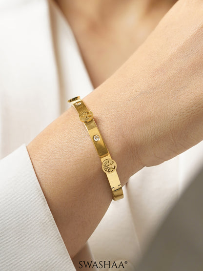 CC Lifetree Diamond 18K Gold Plated Band Bracelet