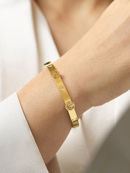 CC Lifetree Diamond 18K Gold Plated Band Bracelet