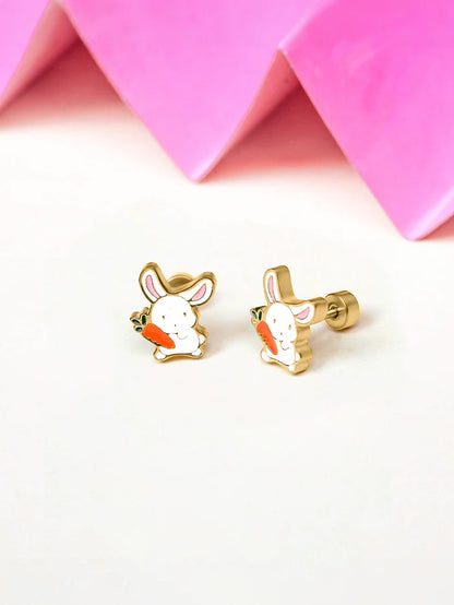 Cinna-Bun Charm 18K Gold Plated Kid's Stud Earrings