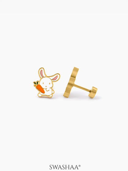 Cinna-Bun Charm 18K Gold Plated Kid's Stud Earrings