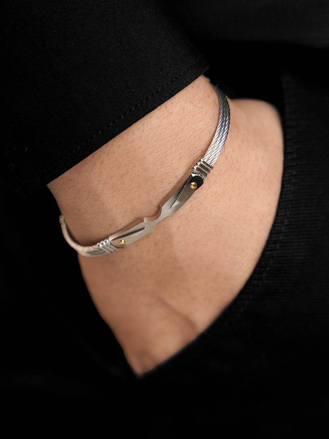 Cadman Dual Panel Silver Wired Men's Bracelet
