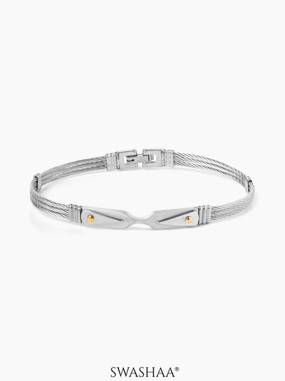 Cadman Dual Panel Silver Wired Men's Bracelet