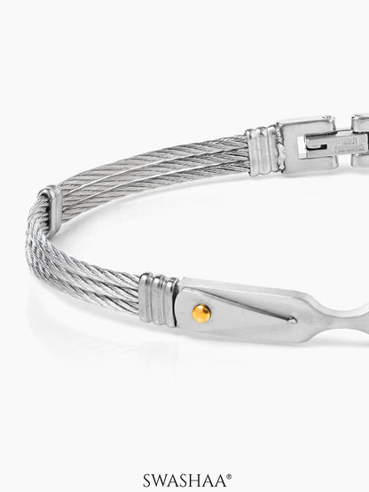 Cadman Dual Panel Silver Wired Men's Bracelet