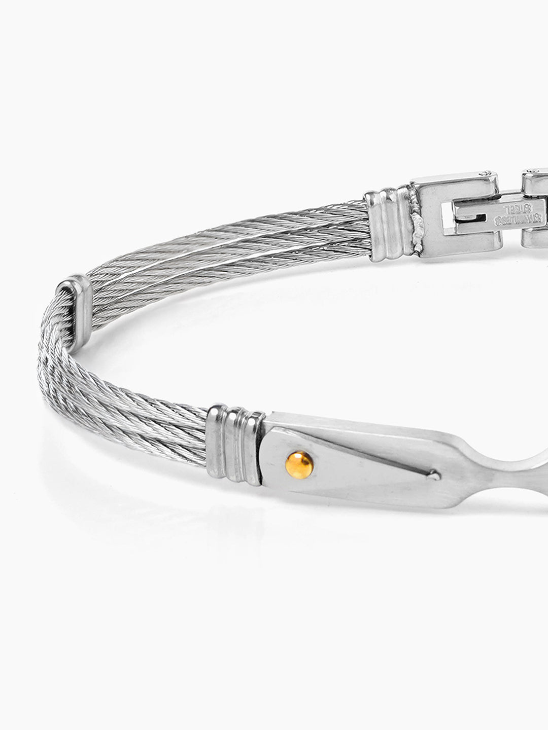 Cadman Dual Panel Silver Wired Men's Bracelet