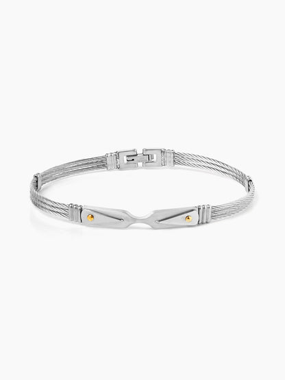Cadman Dual Panel Silver Wired Men's Bracelet