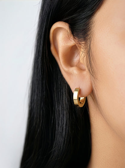 Caelan Circle Solid 18K Gold Plated Women's Hoop Earrings