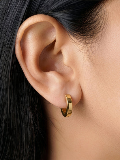 Caelan Circle Solid 18K Gold Plated Women's Hoop Earrings