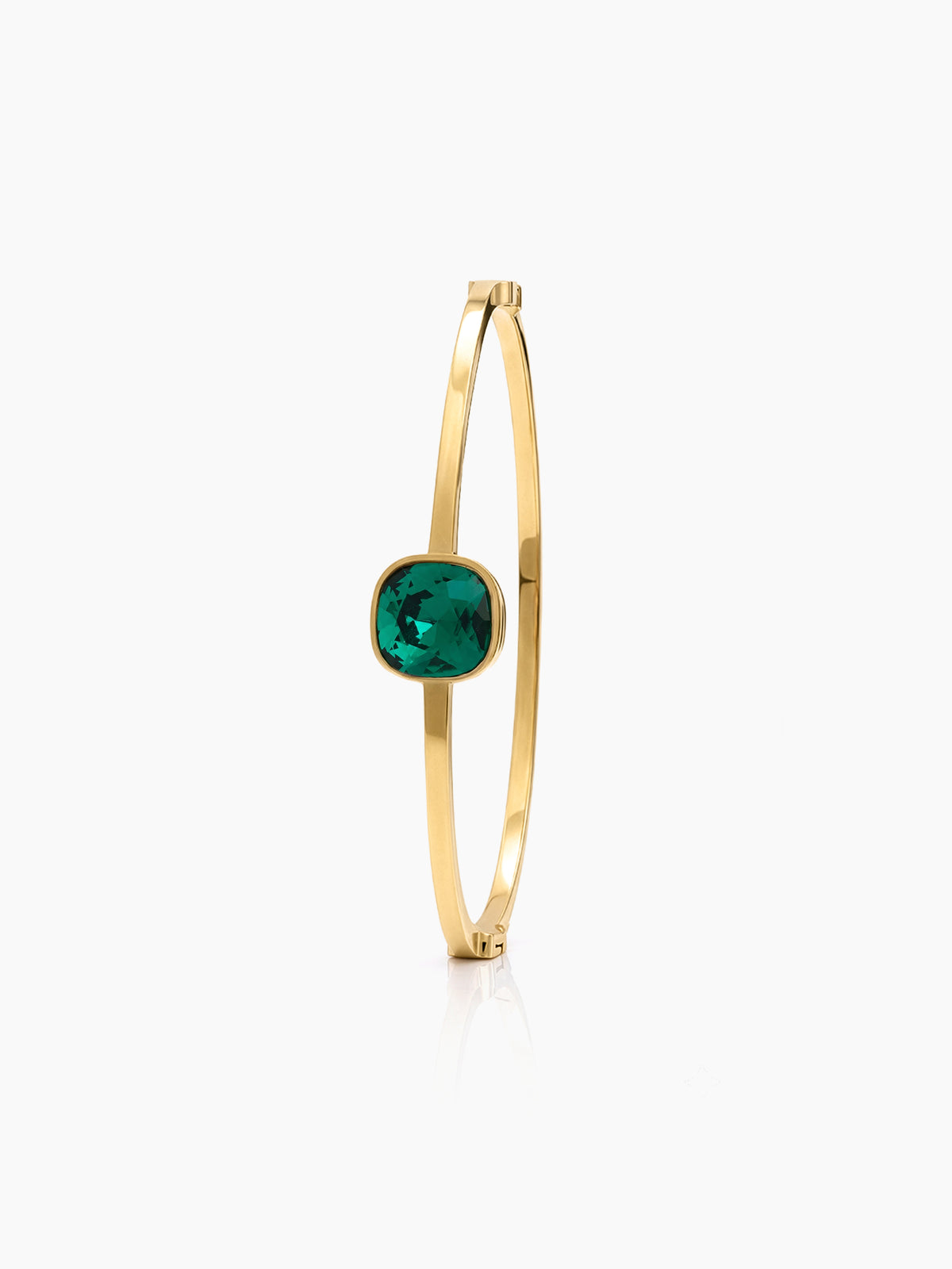 Caesar Emerald  Green Solitaire 18K Gold Plated Women's Solid Band Bracelets