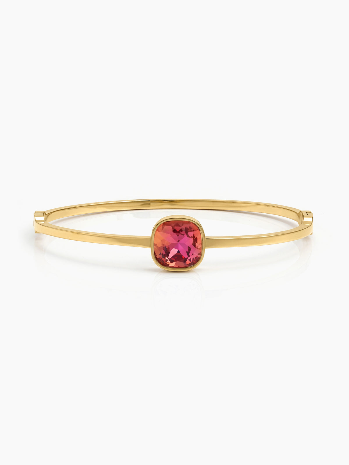Caesar Pink Solitaire 18K Gold Plated Women's Solid Band Bracelets