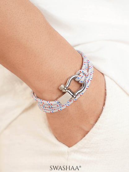 Caius Multi-Wrap Silver Men's Rope Bracelet