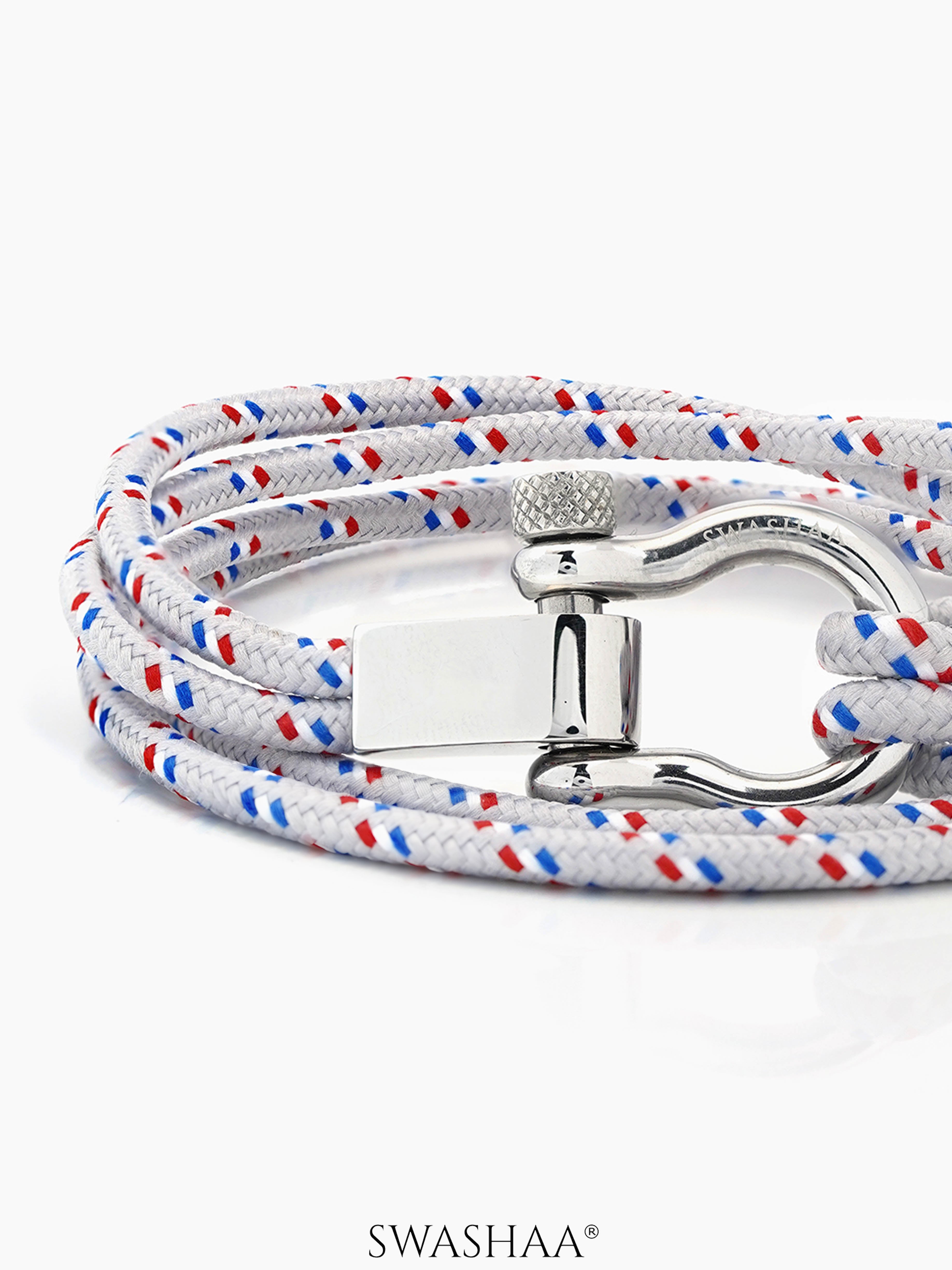 Caius Multi-Wrap Silver Men's Rope Bracelet