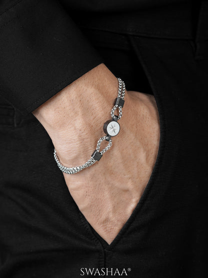 Cal Dual Link Silver Men's Chain Bracelet