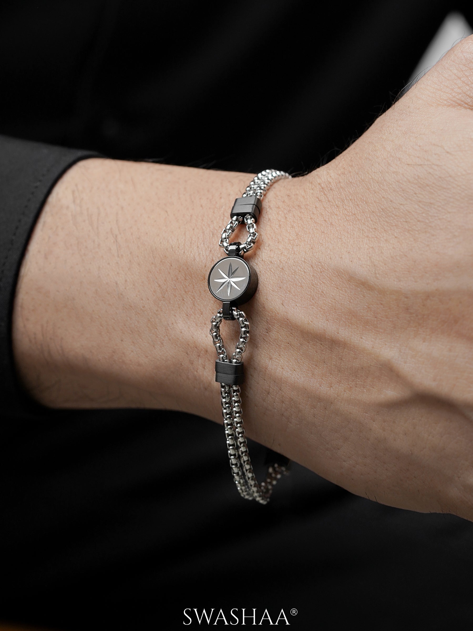 Cal Dual Link Silver Men's Chain Bracelet