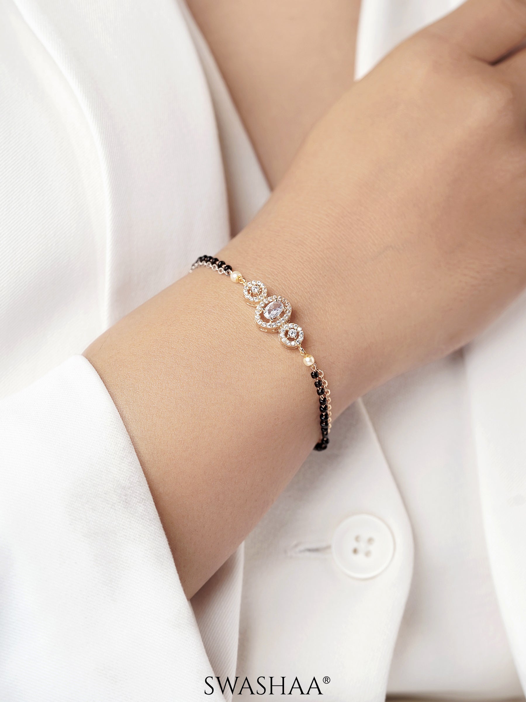 Cali Solitaire Rosegold Plated Mangalsutra Bracelet
