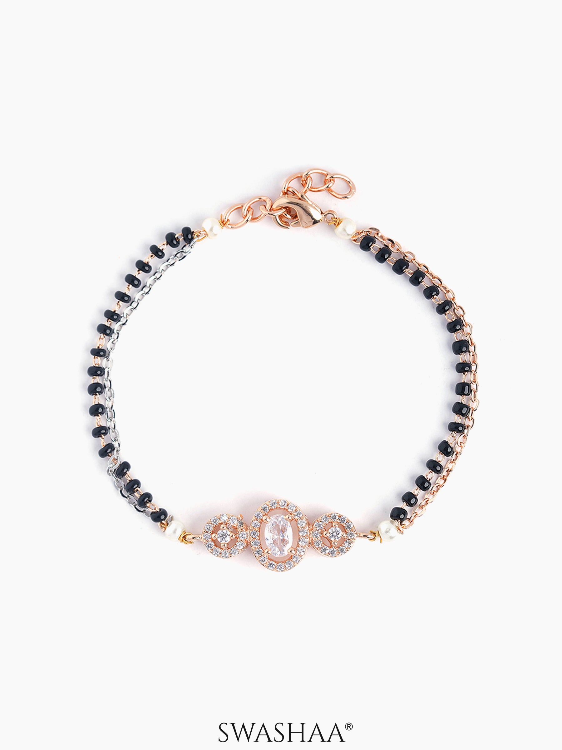 Cali Solitaire Rosegold Plated Mangalsutra Bracelet