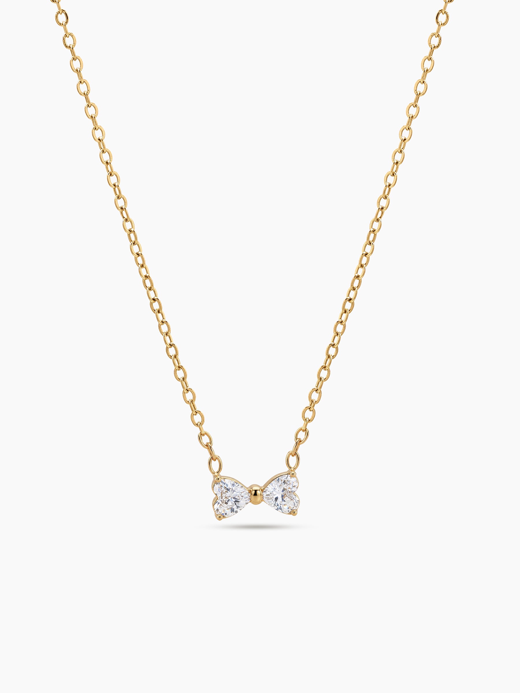 Calista Diamond Bow Charm 18K Gold Plated Women's Chain Pendant Necklace