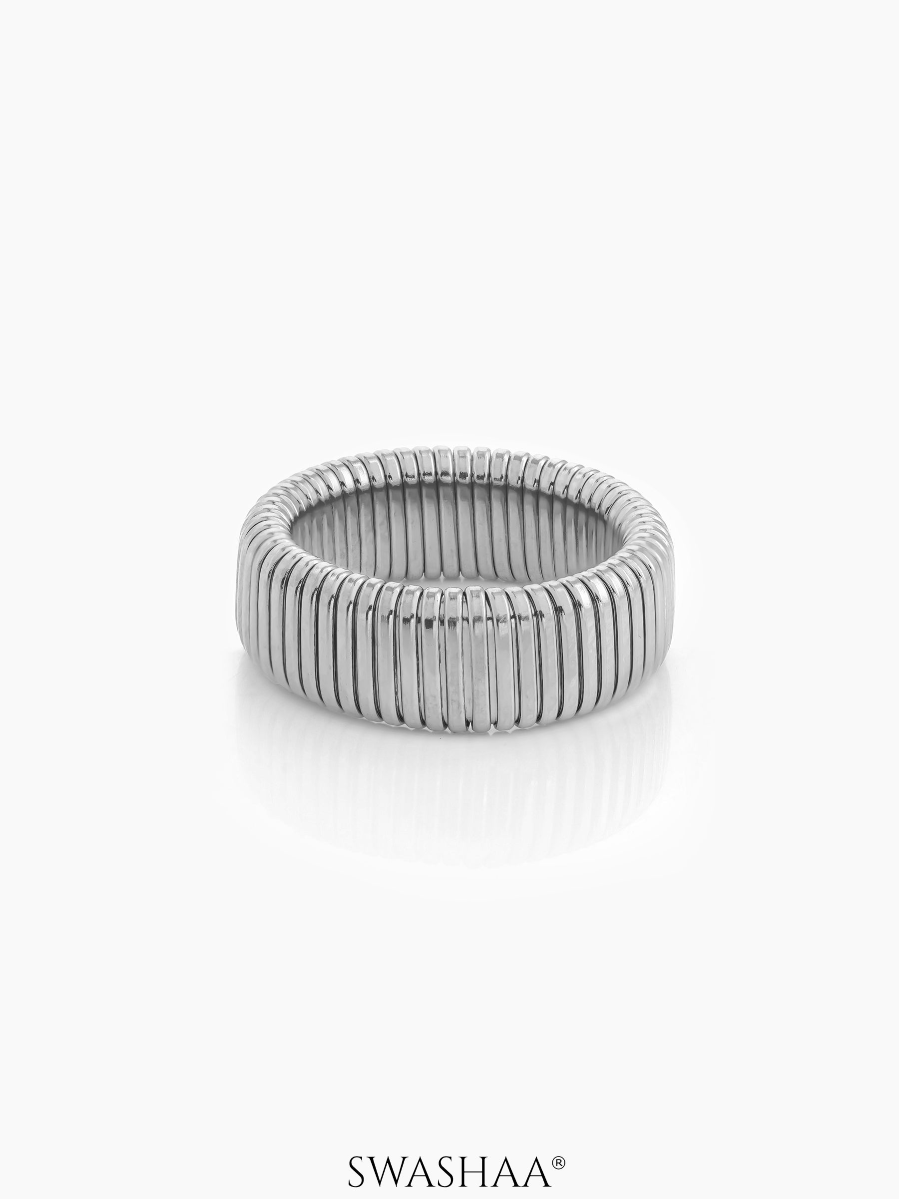 Abby Ribbed Textured Silver Band Ring