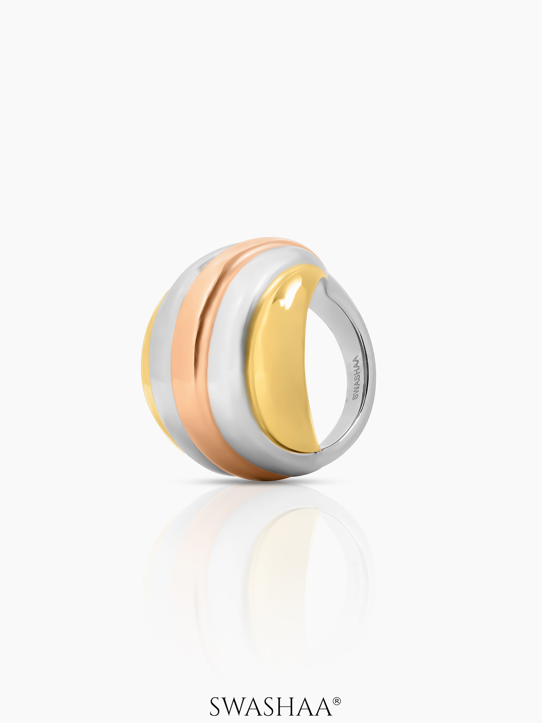 Calla Spiral Dome Three Tone Ring