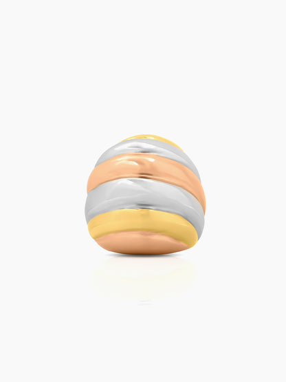 Calla Spiral Dome Three Tone Rosegold Plated Silver 18K Gold Plated Ring