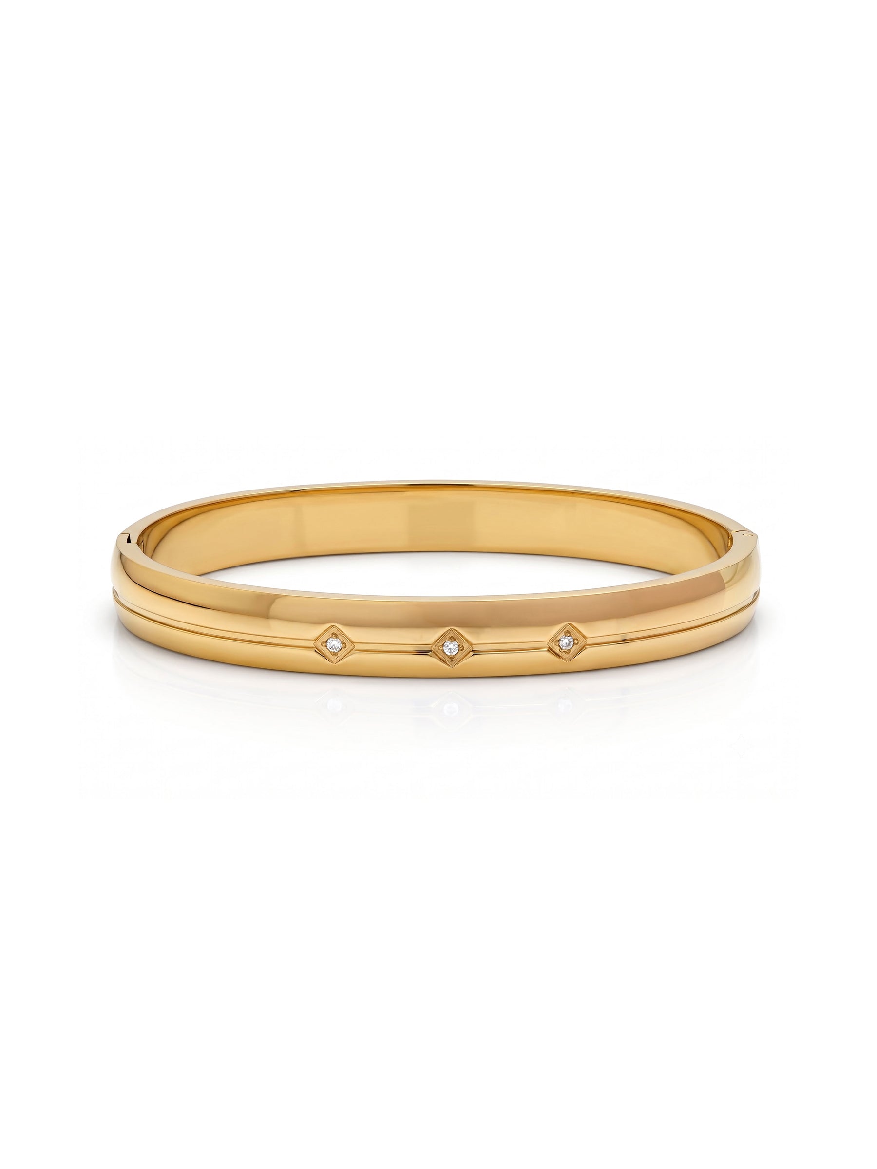 Calmira Diamond Textured 18K Gold Plated Women's Solid Band Bracelets