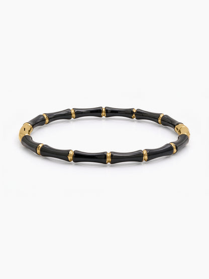 Caloria Bamboo Gold Line Black - 18K Gold Plated Women's Band Bracelet