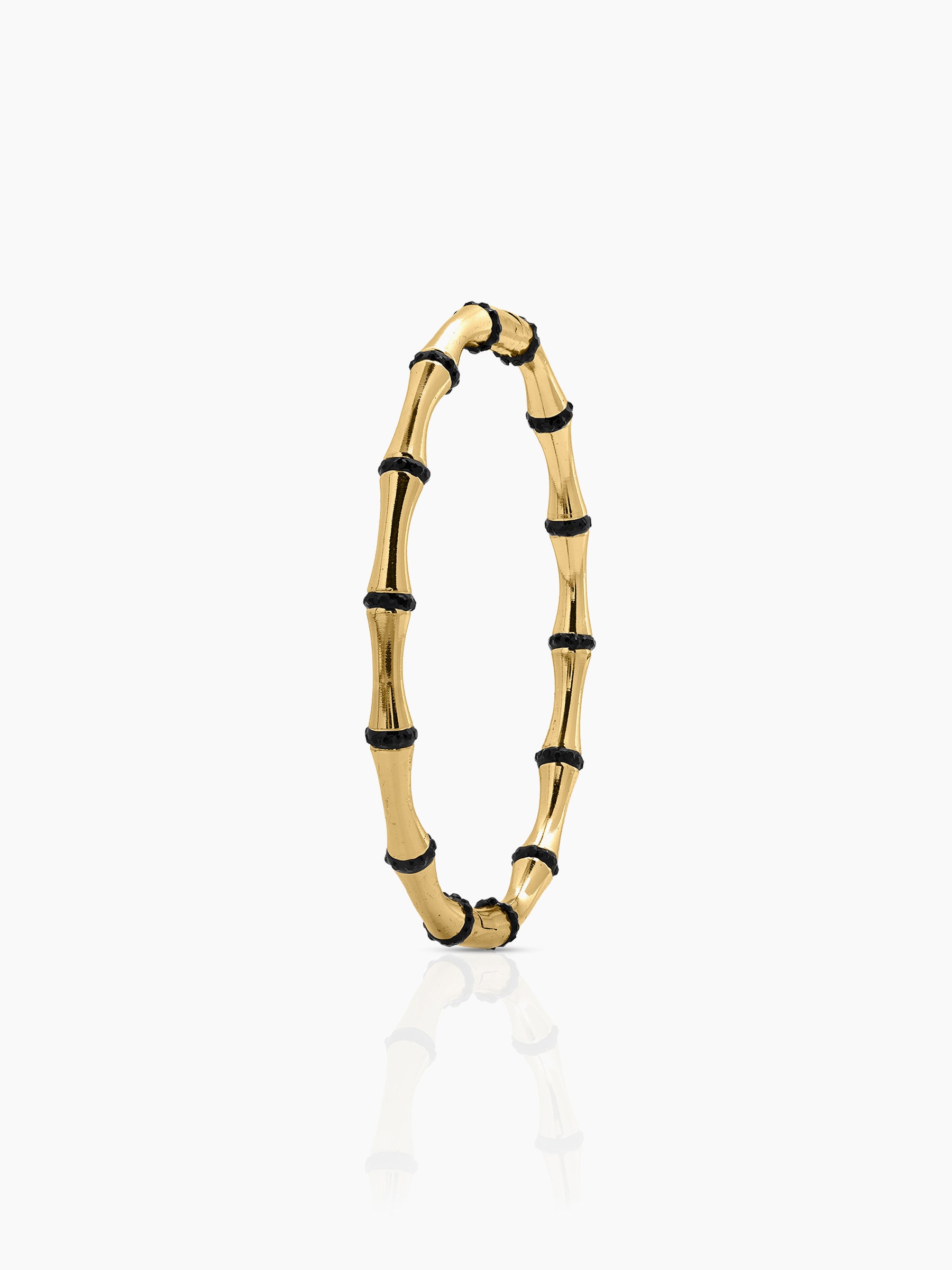 Caloria Bamboo Black Line 18K Gold Plated Women's Band Bracelet