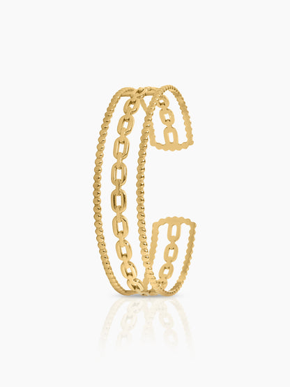 Cambria Double Twist Wide 18K Gold Plated Cuff Bracelet