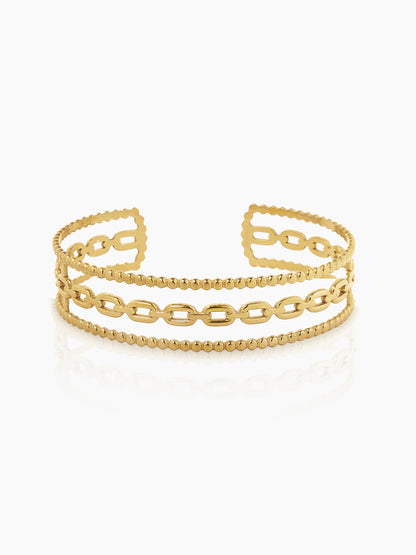 Cambria Double Twist Wide 18K Gold Plated Cuff Bracelet