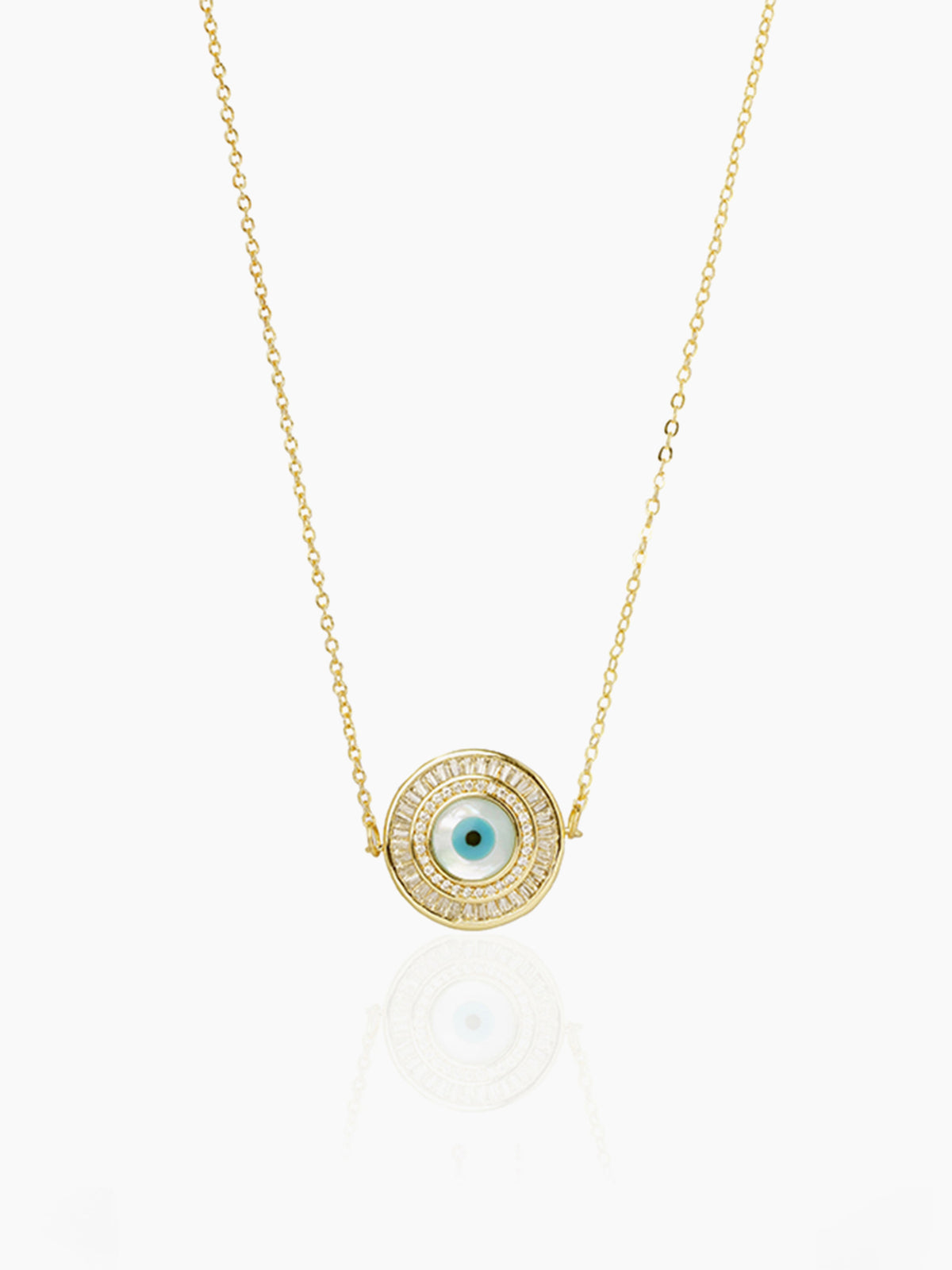 Camilla Diamond Evil Eye 18K Gold Plated Chain Pendant Necklace