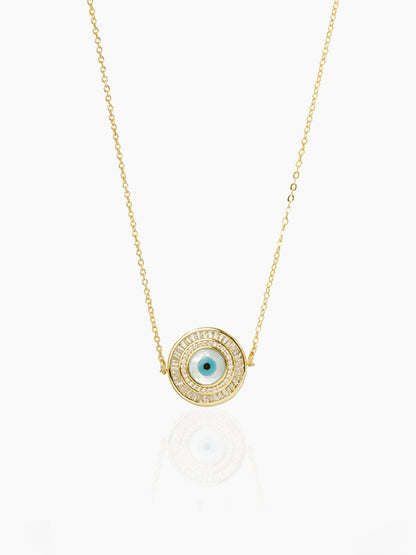 Camilla Diamond Evil Eye 18K Gold Plated Chain Pendant Necklace