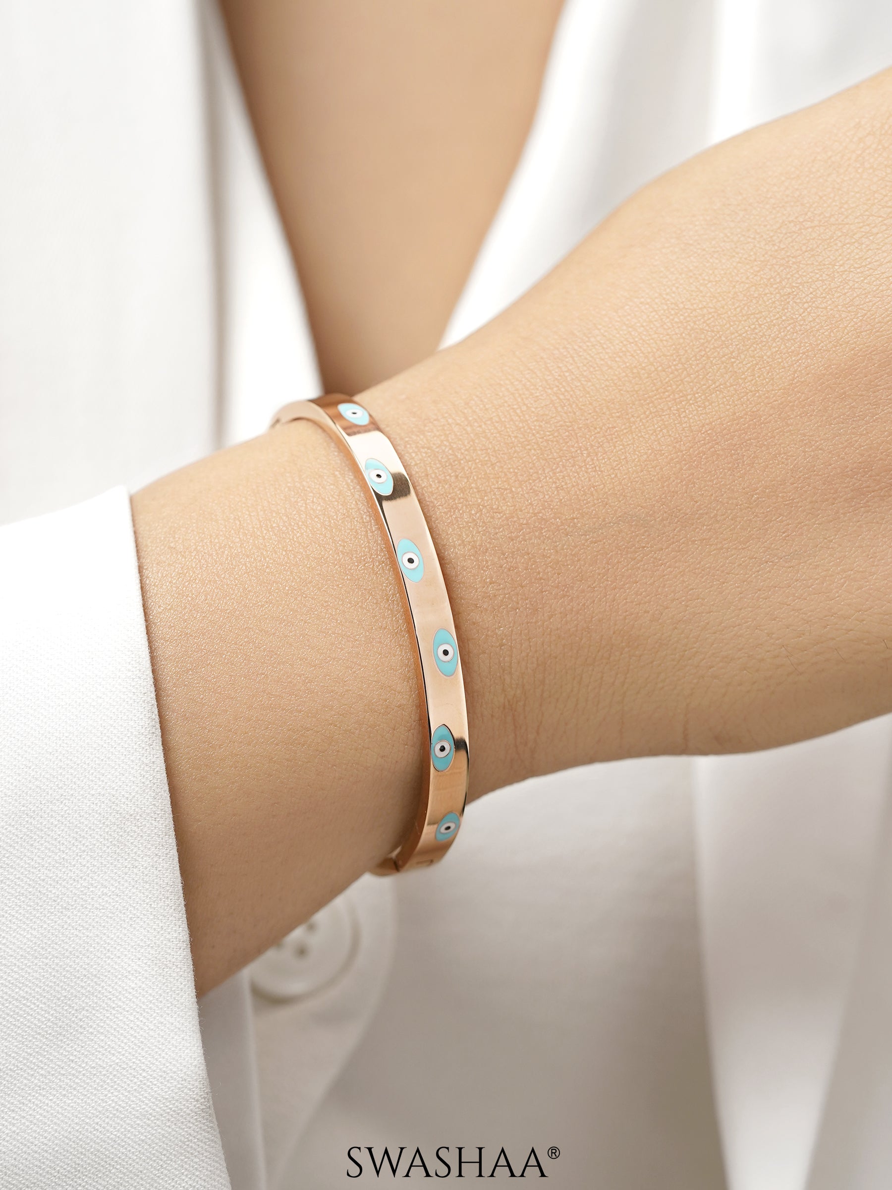 Cara Evil Eye Rosegold Plated Band Bracelet