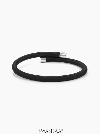 Carbon Curve Men's Black Rope Cuff Bracelet