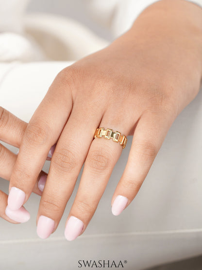 Carlotta Edgy Silhouette 18K Gold Plated Ring