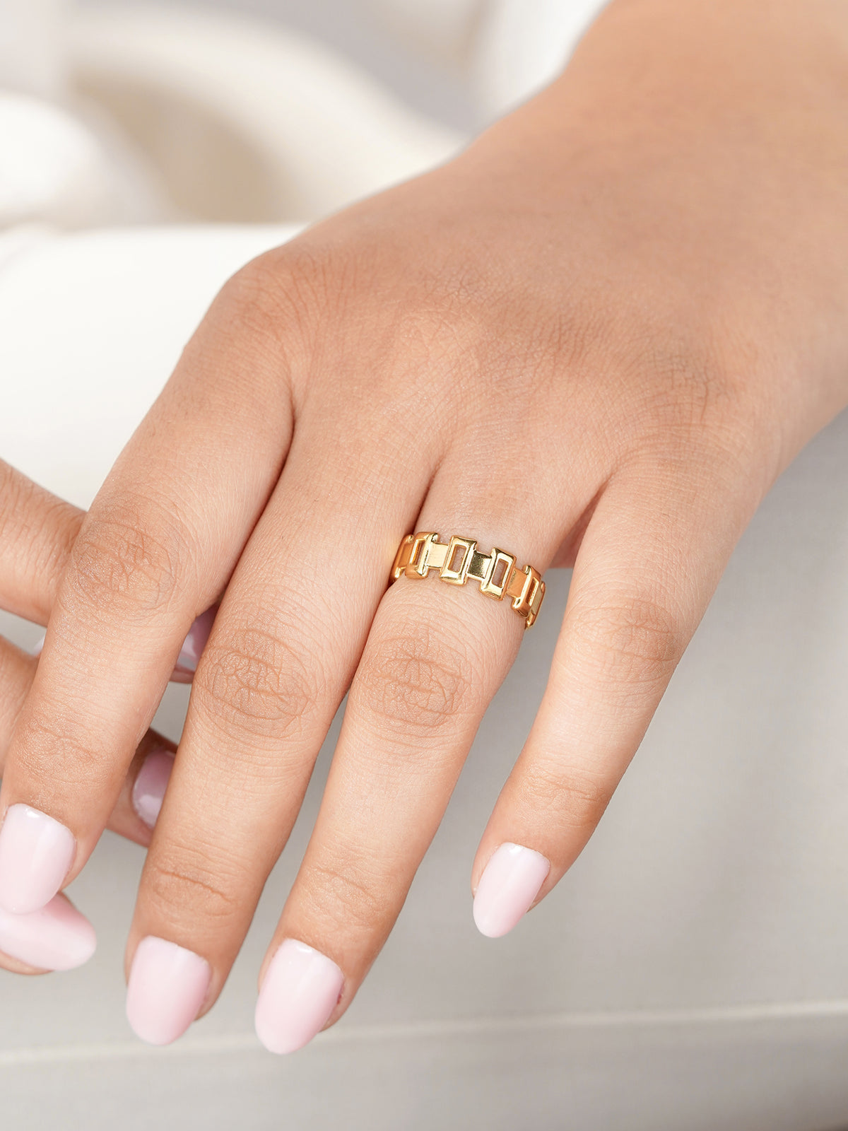 Carlotta Edgy Silhouette 18K Gold Plated Ring