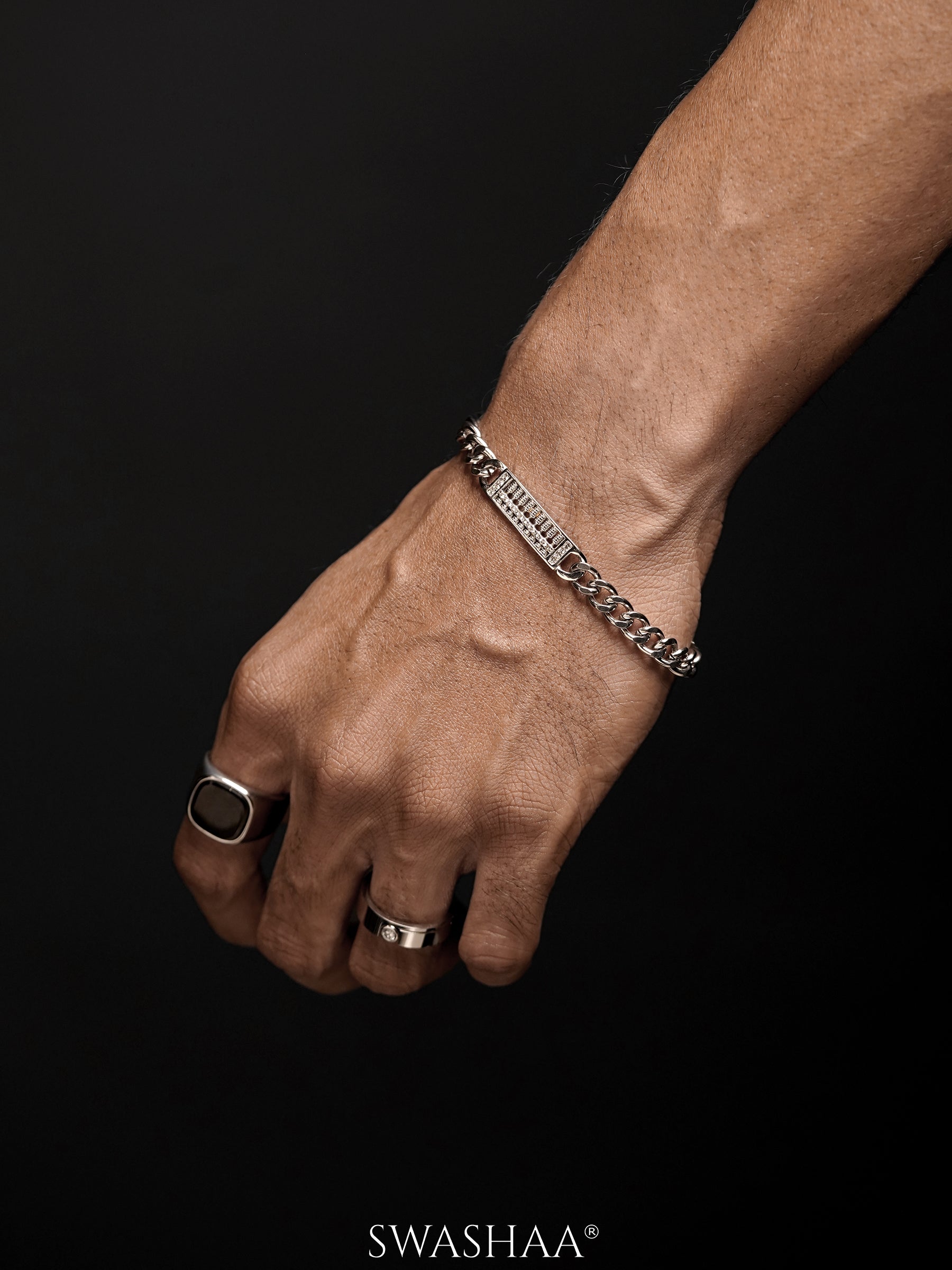 Drax Square Black Silver Signet Men's Ring
Rivaro Square CZ Diamond Silver Band Men's Ring
Carmen Cuban Link Diamond Silver Men's Bracelet