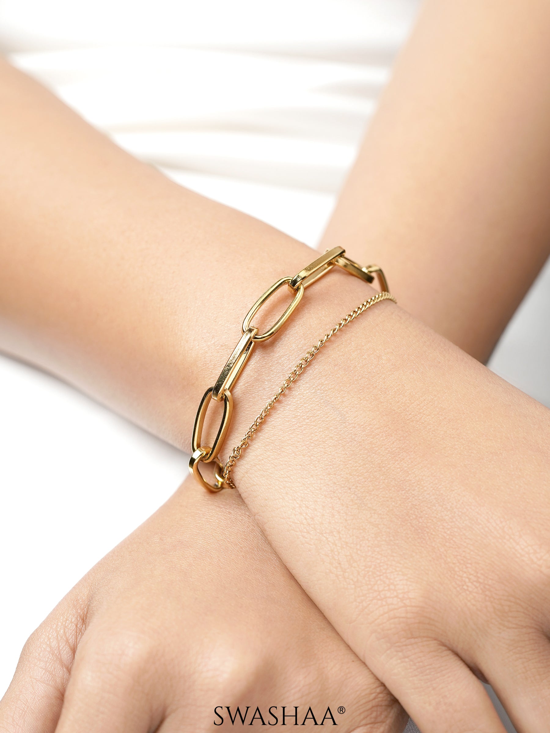 Carta Link Layered 18K Gold Plated Loose Chain Bracelet