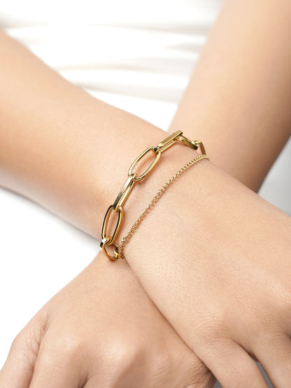 Carta Link Layered 18K Gold Plated Loose Chain Bracelet