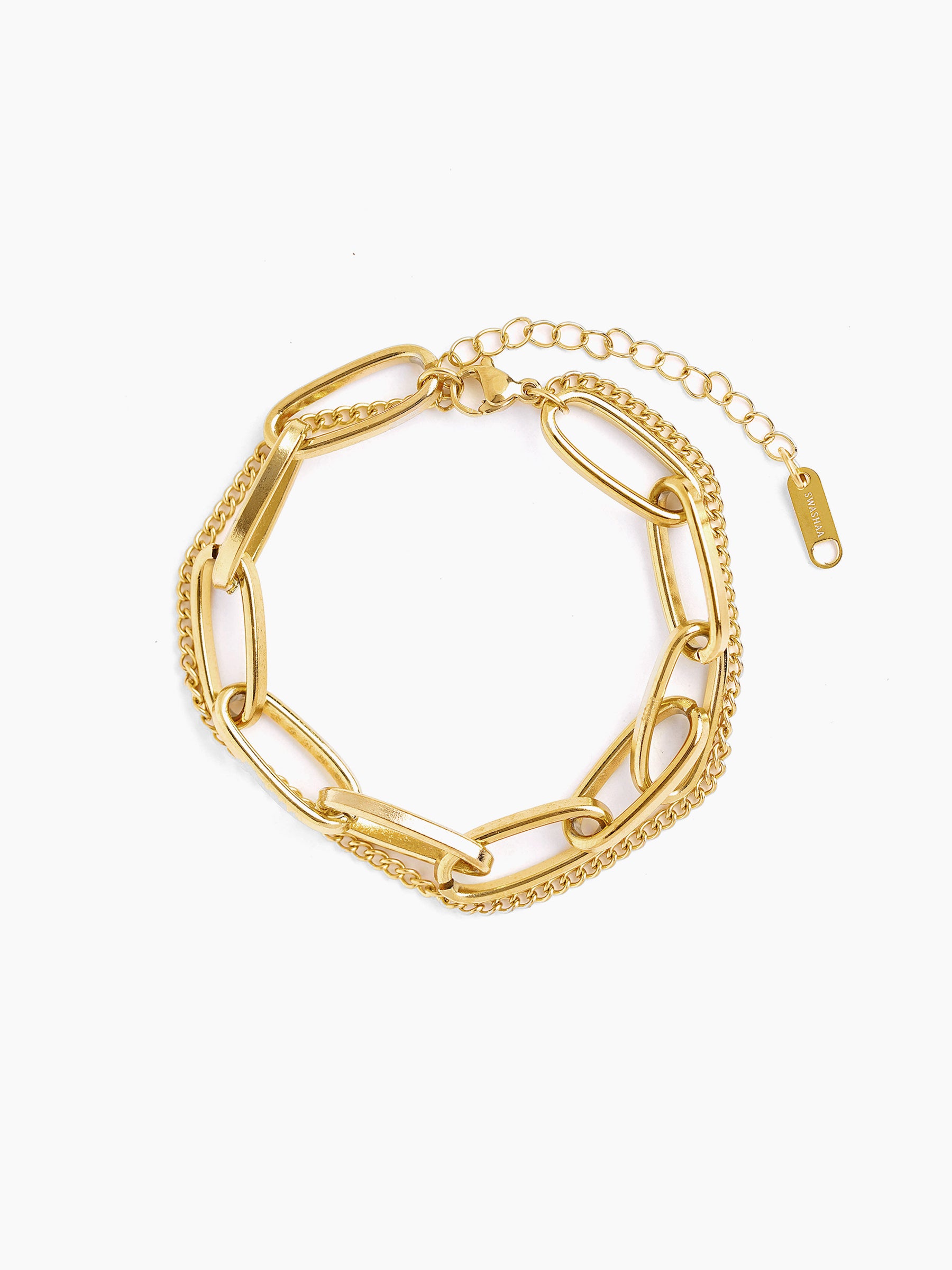 Carta Link Layered 18K Gold Plated Loose Chain Bracelet