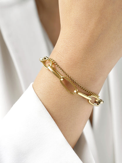 Carta Link Layered 18K Gold Plated Loose Chain Bracelet