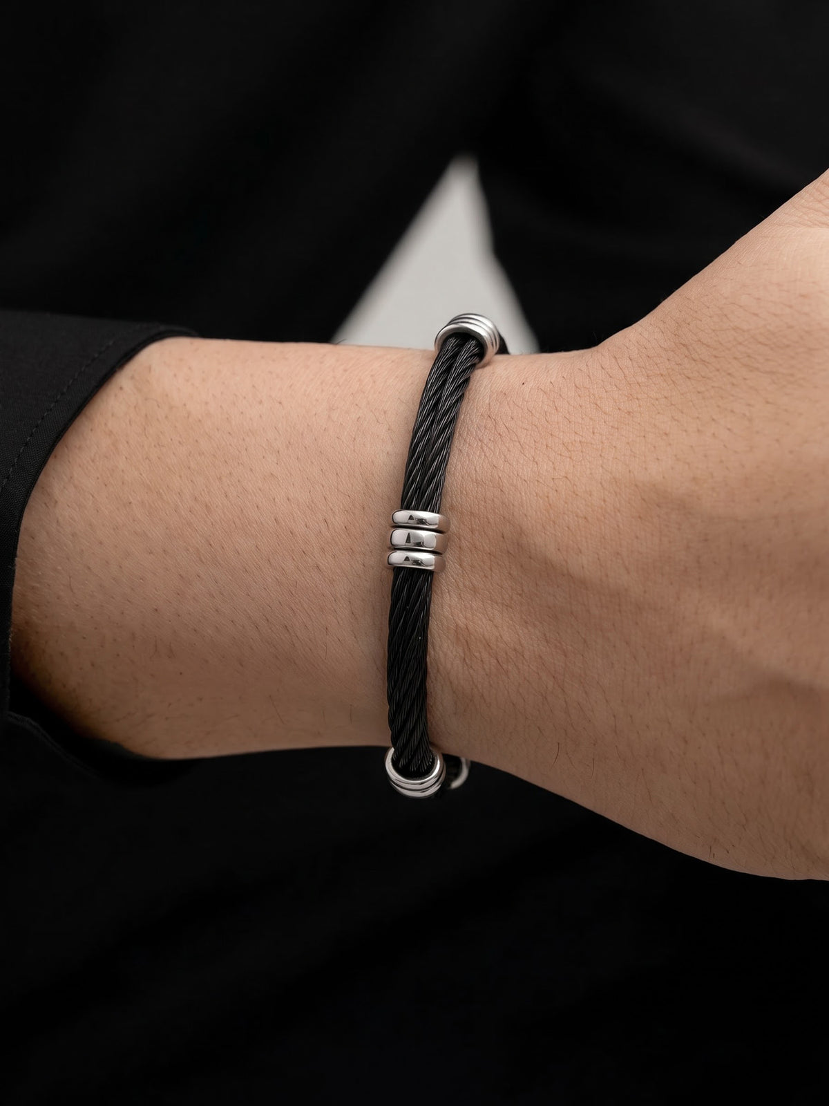 Carter Black - Silver Wired Men's Bracelet