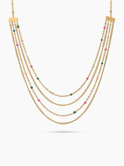 Catrin Multicolourd Layered 18K Gold Plated Women's Chain